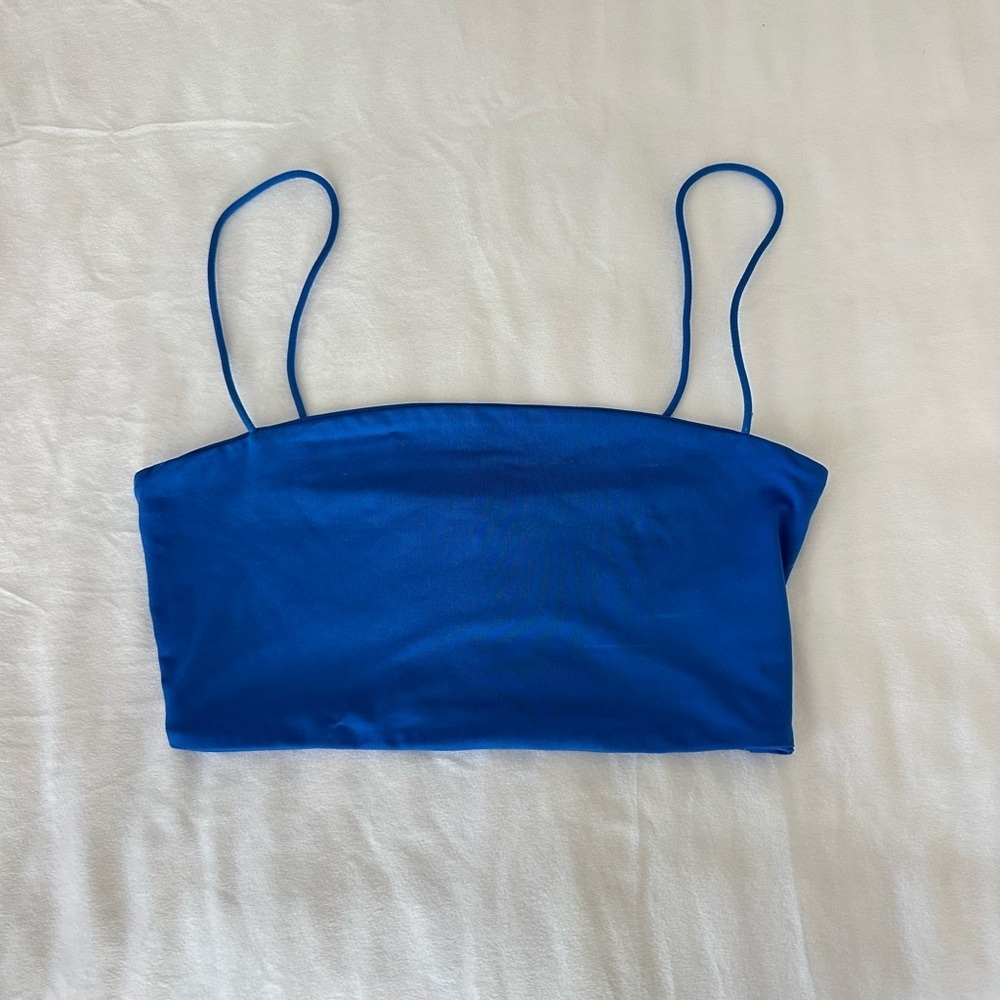 Blue Spaghetti Strap Crop Top Size S - Picture 1 of 3
